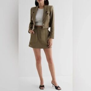 Express Super High Waisted Utility Mini Skirt - Olive Green M
